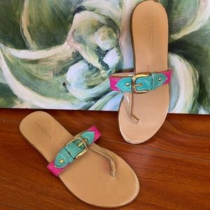 Forever 21 pink and teal summer slides